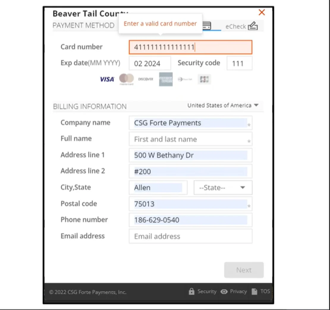 Image demonstrates feature set that helps users identify areas for correction in forms, increasing usability