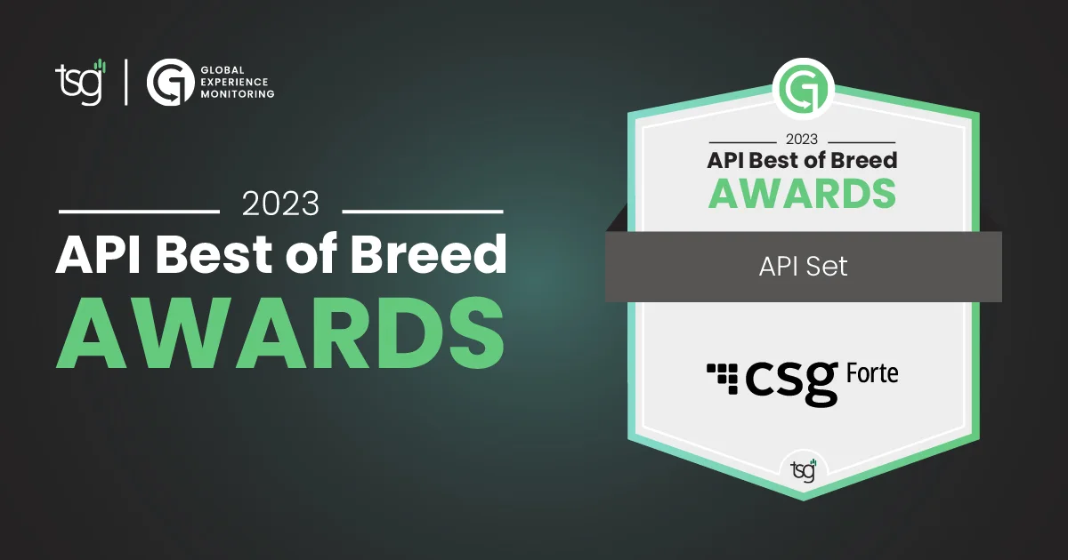 CSG Forte Earns Best API Set by The Strawhecker Group in 2023 Best of Breed API Awards