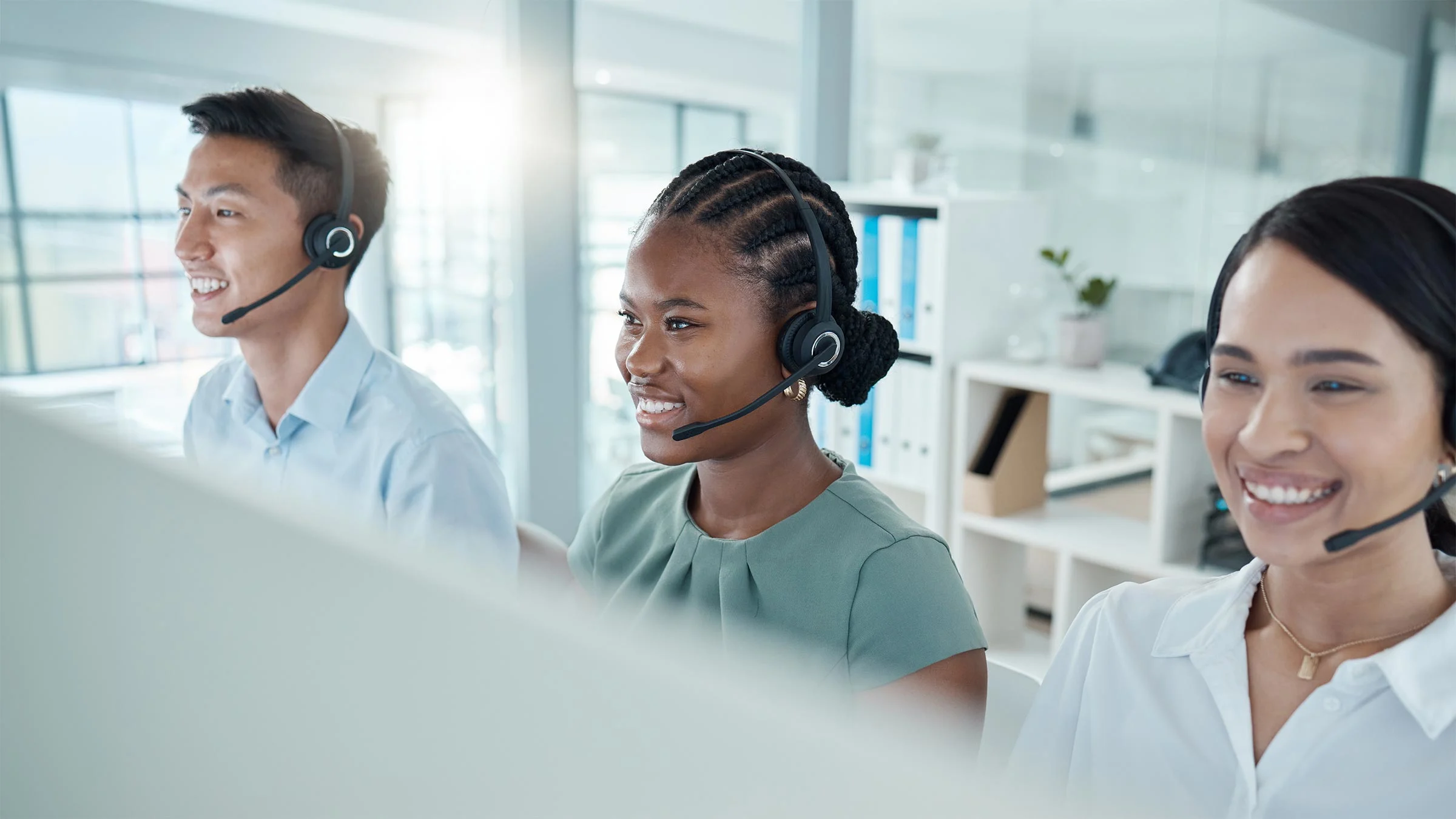 Happy call center agents