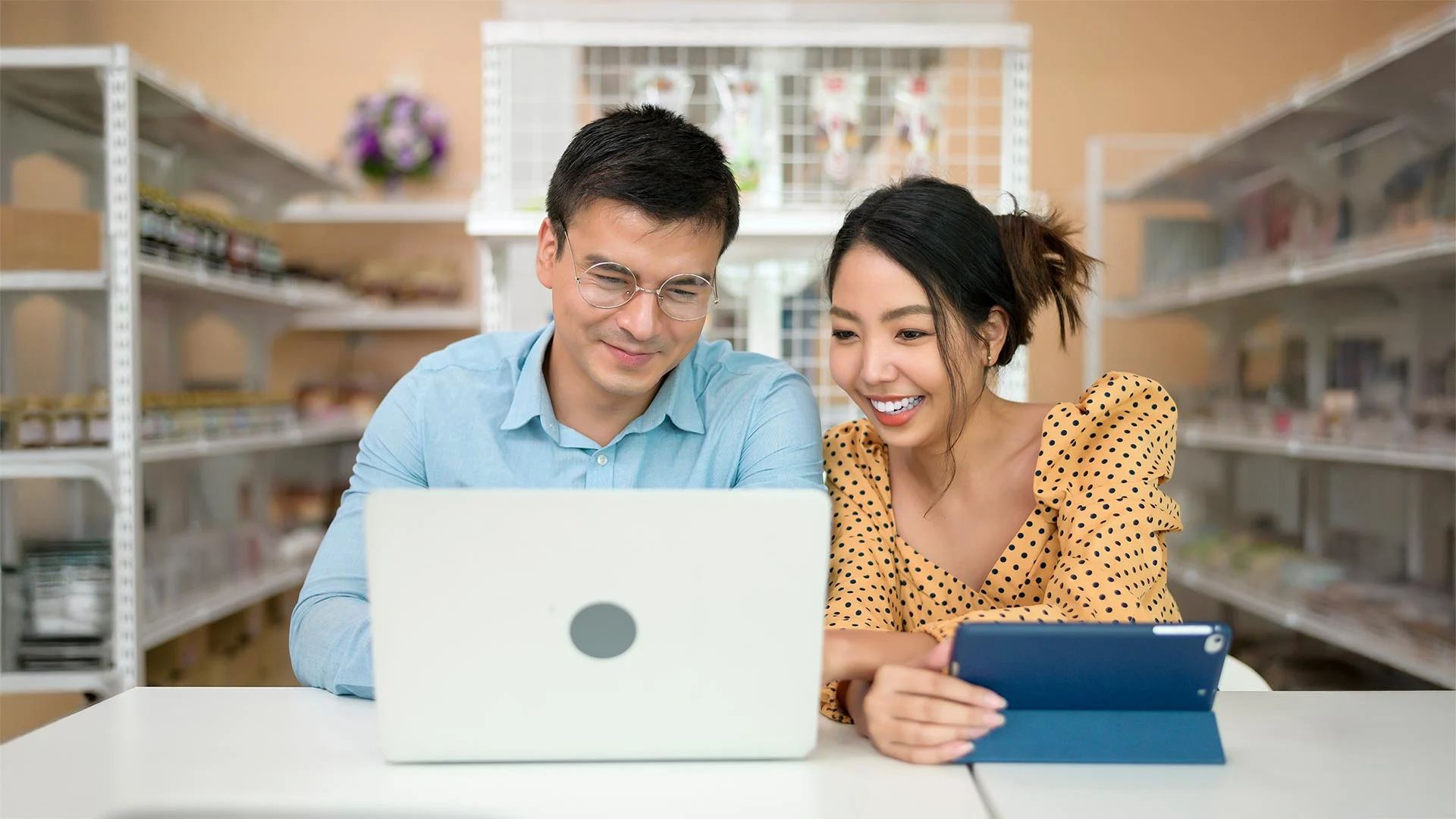 Business owners are analyzing and discussing business data