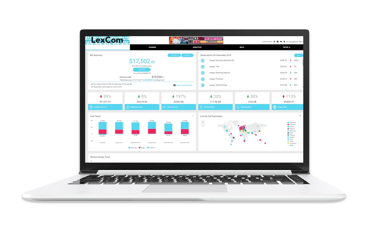 Example of dashboard of CSG Interactive Bill on laptop screen