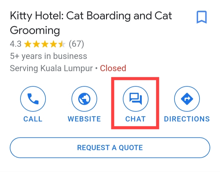 This button sends a message to the Business Messaging Inbox