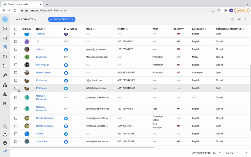 How to merge Contacts with respond.io