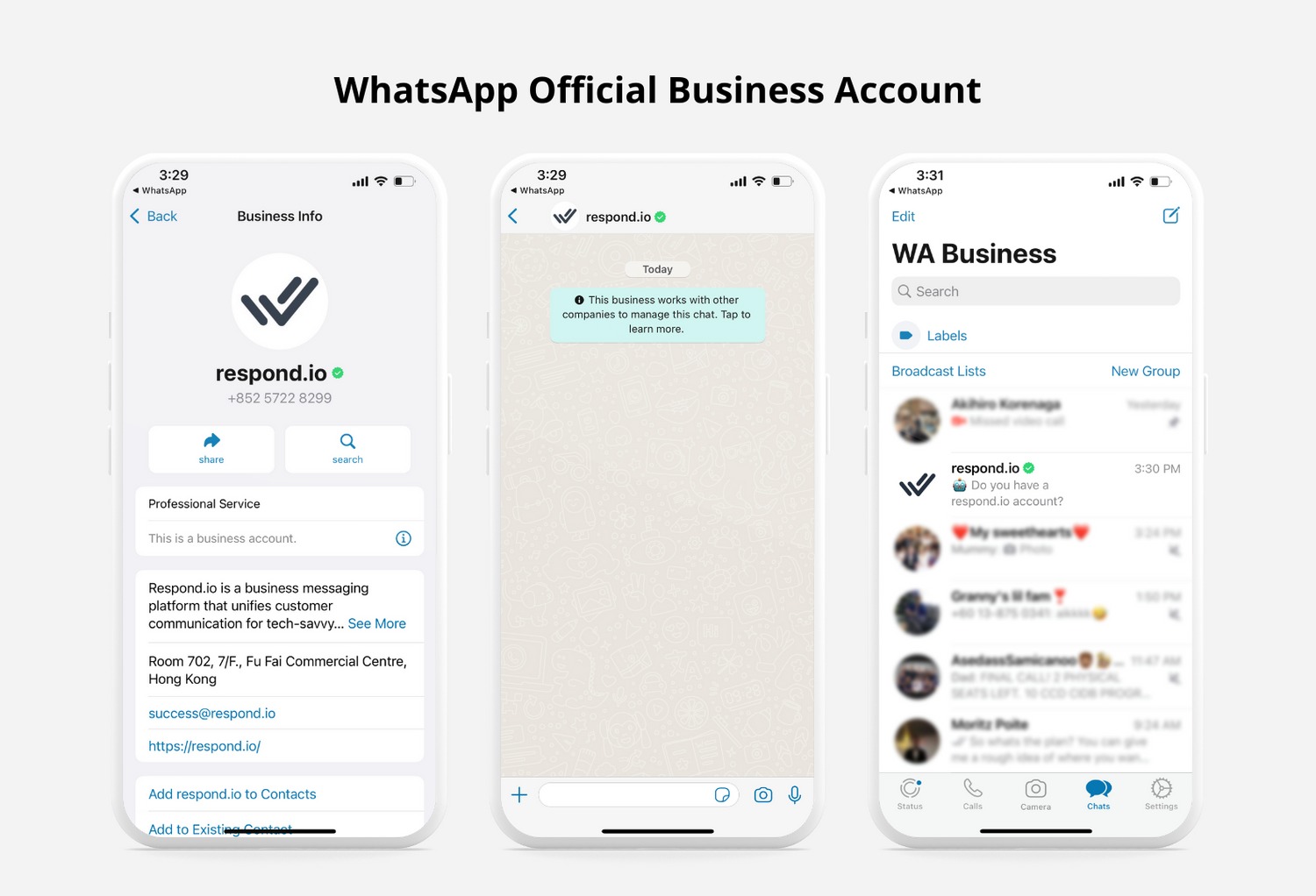 This is an example of what whatsapp green tick verification looks like on chat thread headers, chat list and business profile. You can apply for whatsapp green tick free. Read this blog for more info on how to verify whatsapp account with green tick or how to verify business account on whatsapp.