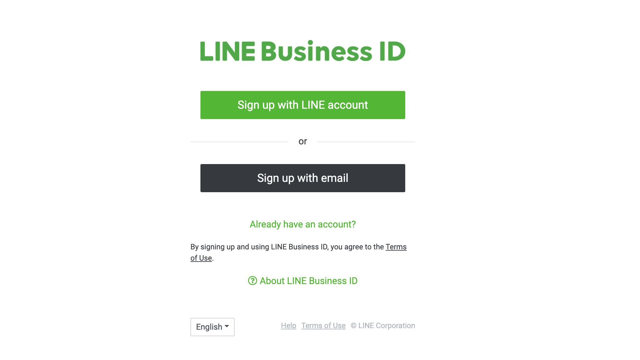 Sign up with LINE account or email