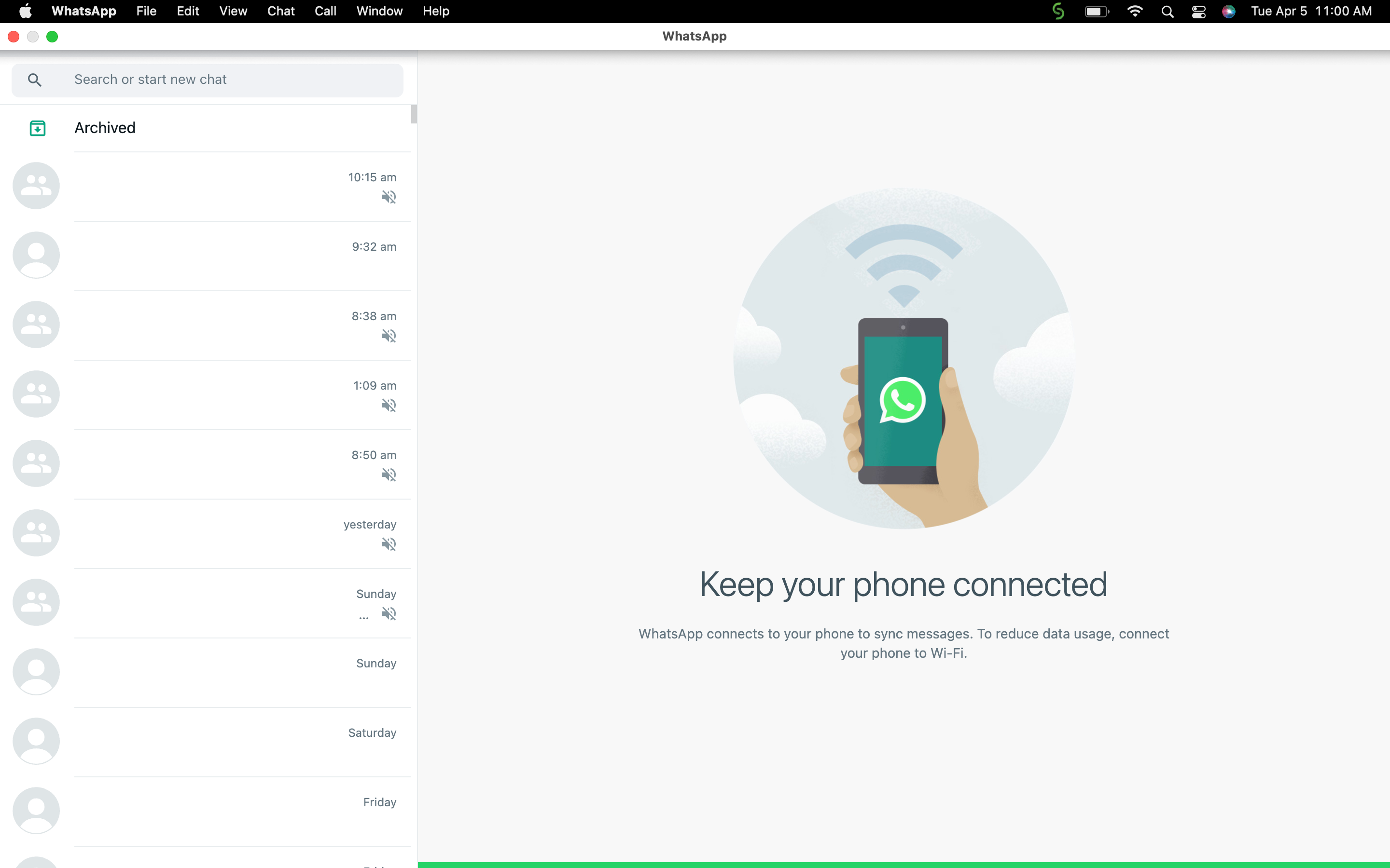 WhatsApp Business Desktop interface on your PC once your phone is connected