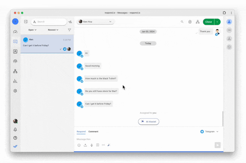 Sleekflow alternative: Reply promptly and accurately with Respond AI Assist