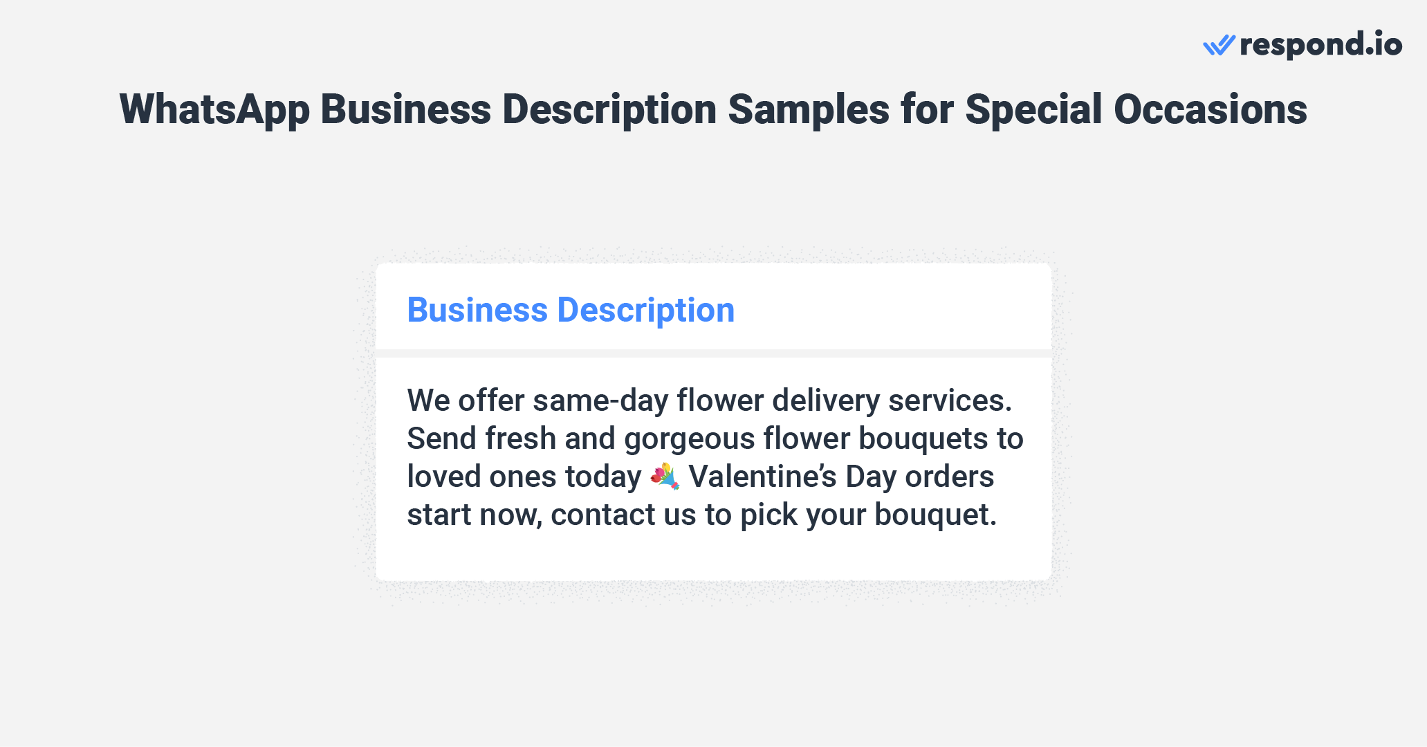 Description in WhatsApp business for special occasions 