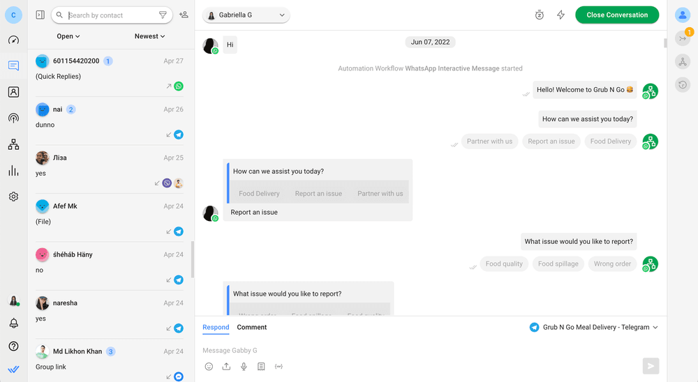 Whatsapp restaurant: Use an omnichannel inbox like respond.io 