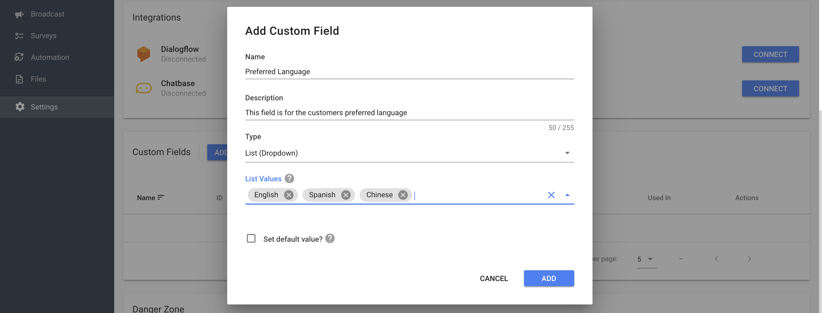 Create a Custom Field to Record the Data