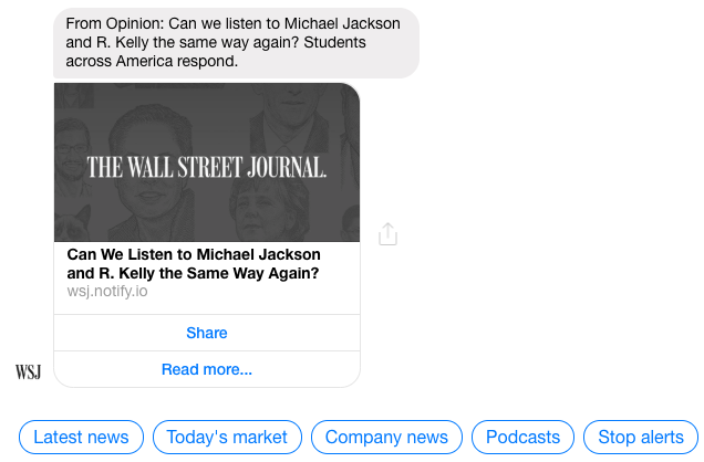 WSJ Messenger Marketing - Breaking News Alerts