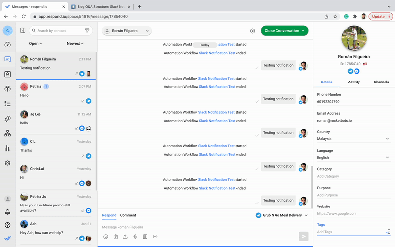 How to test the Slack incoming webhook with dynamic variables