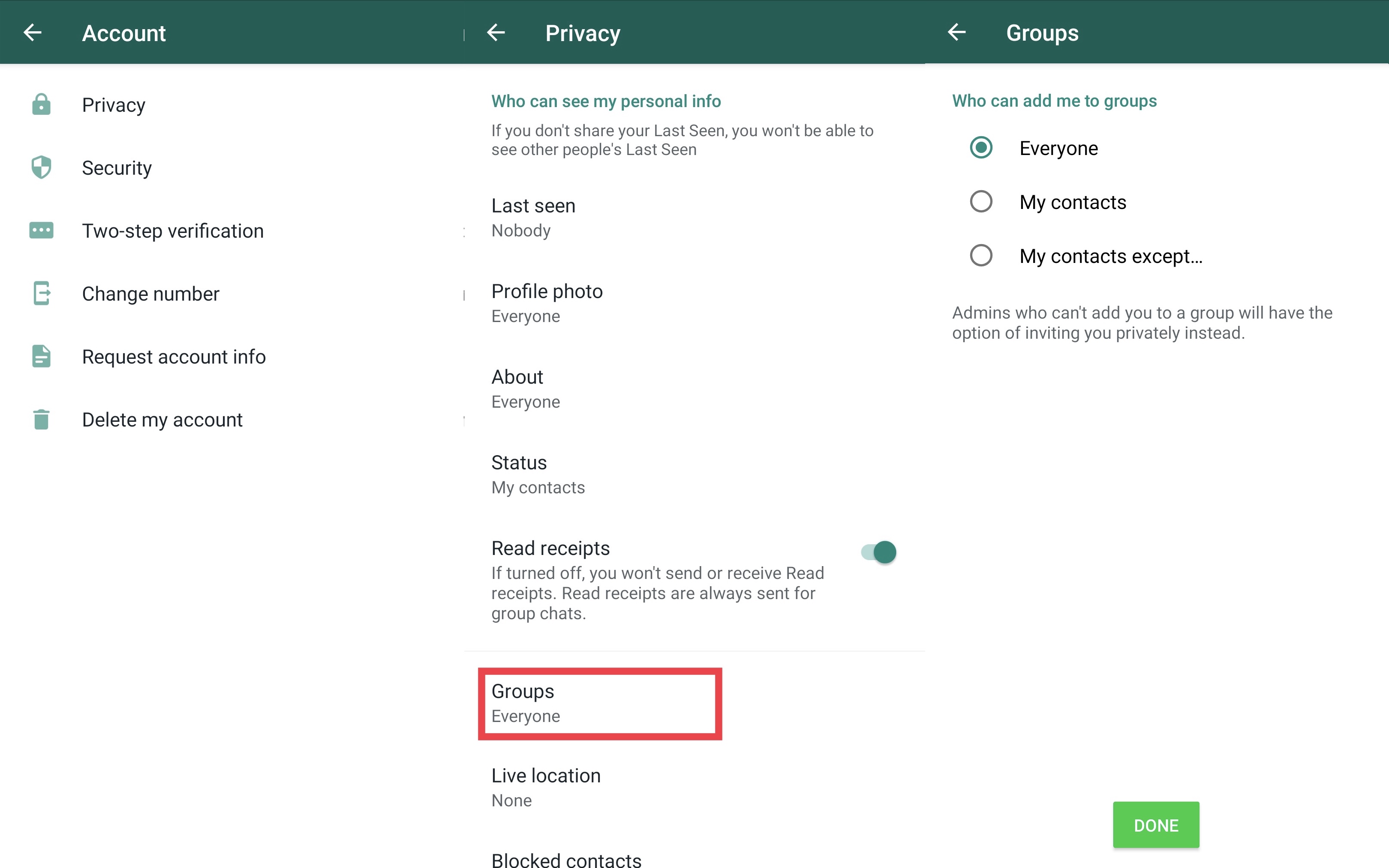 WhatsApp Group Privacy Settings