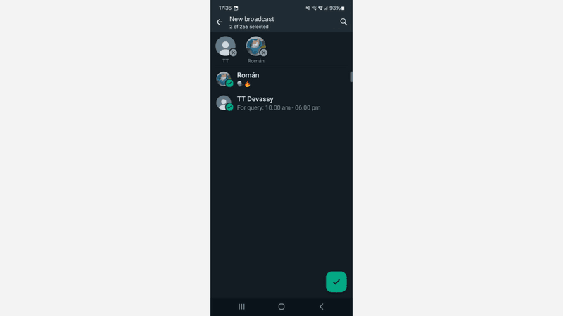 Step 2: Add contacts to your broadcast list on WhatsApp