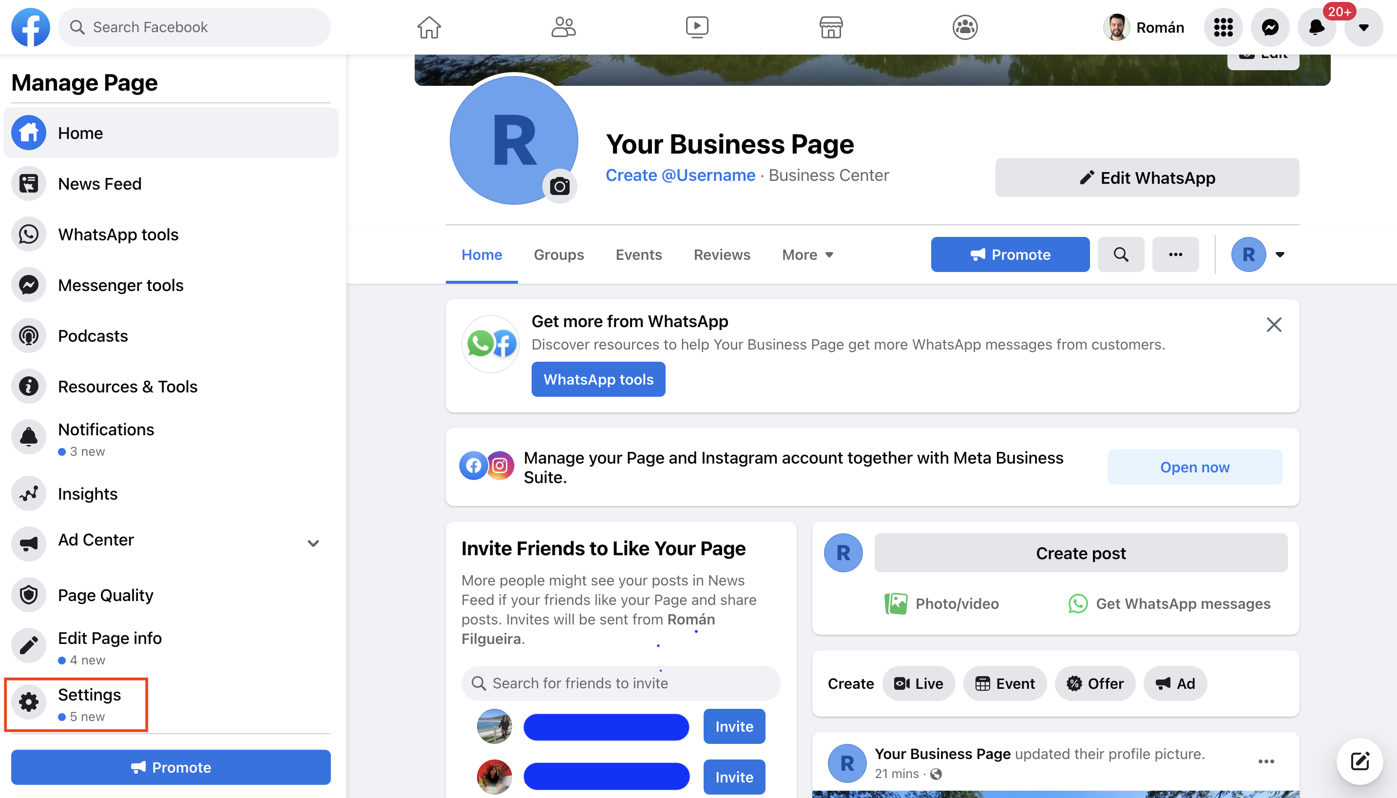 How to set up a welcome message for FB page