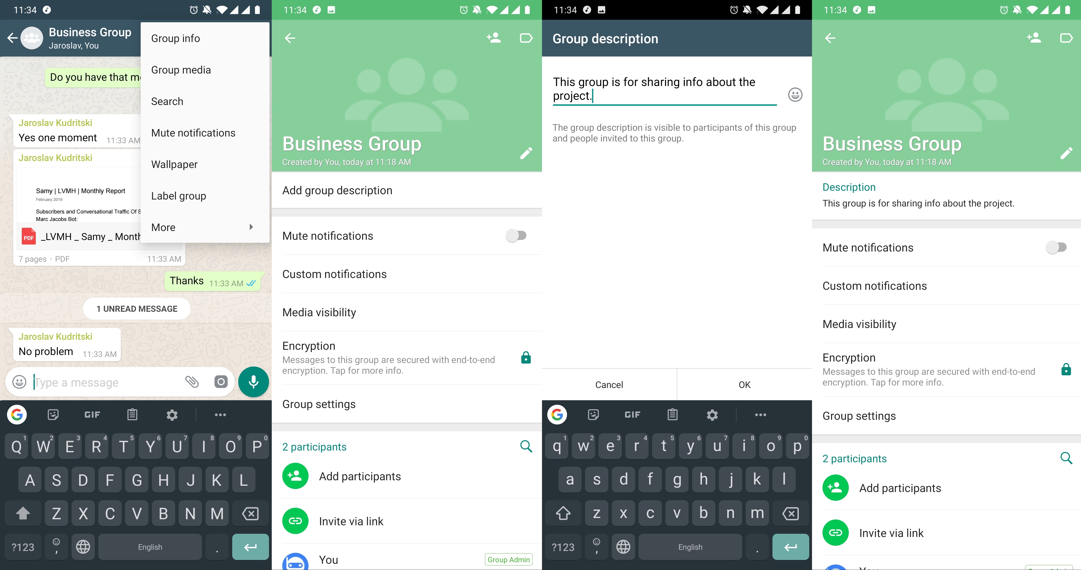 Adding a Group Description in a WhatsApp Group