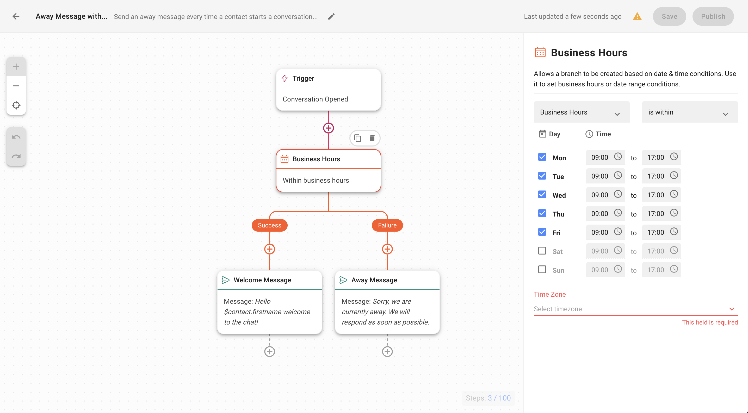 WhatsApp automation bot: Away message