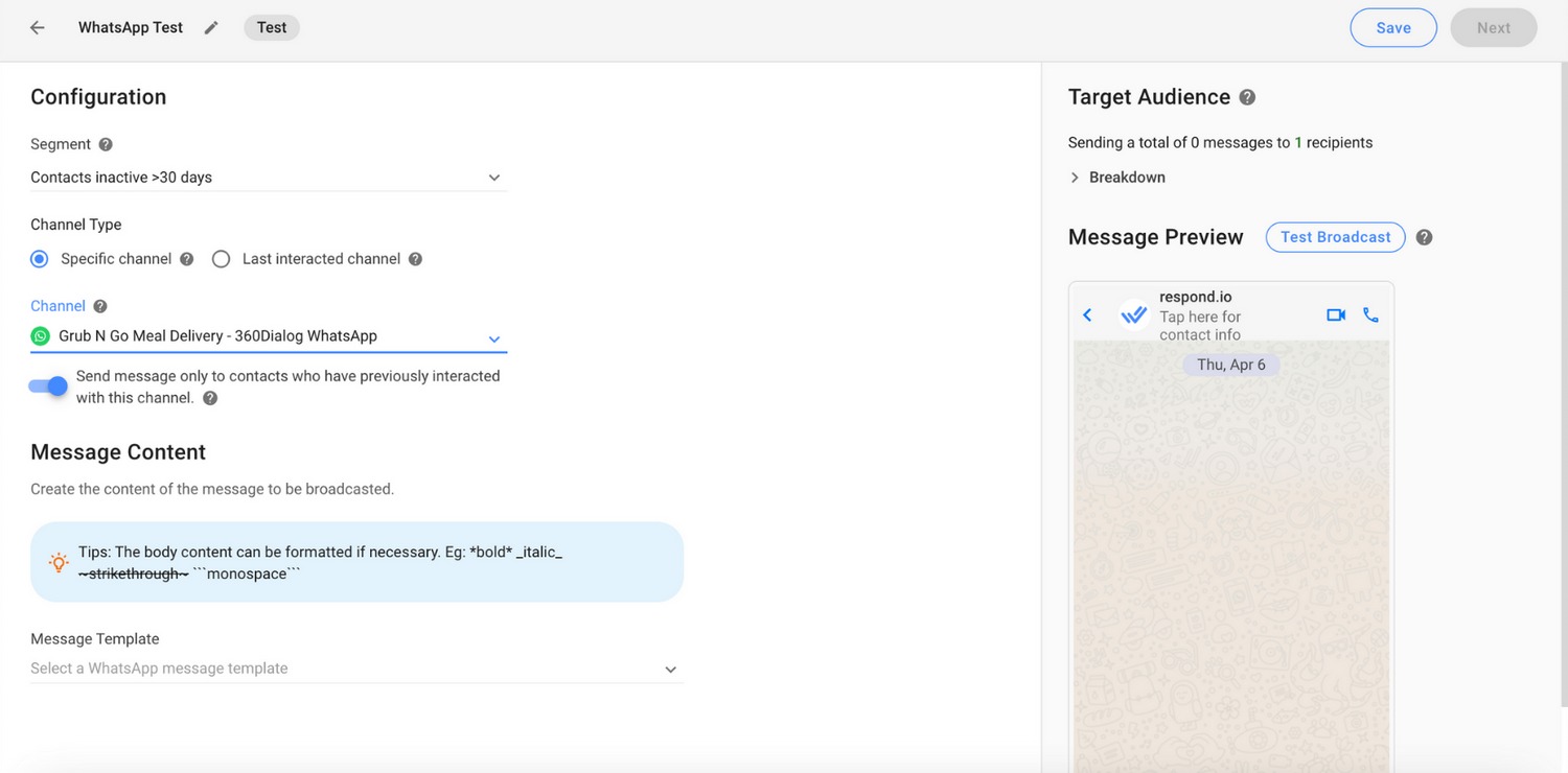 Sending WhatsApp broadcasts with respond.io’s Broadcast Module