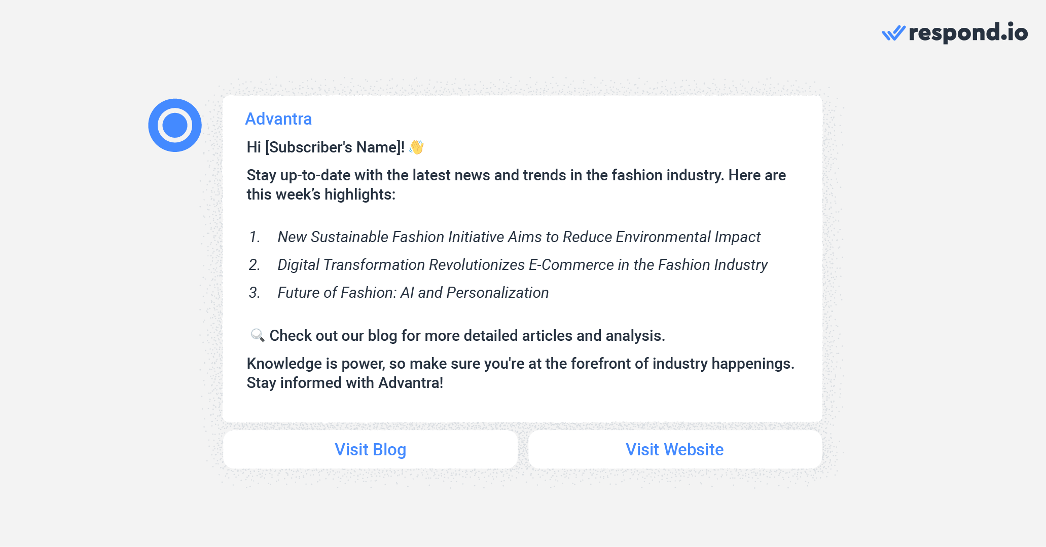 WhatsApp newsletter examples: Industry news roundup