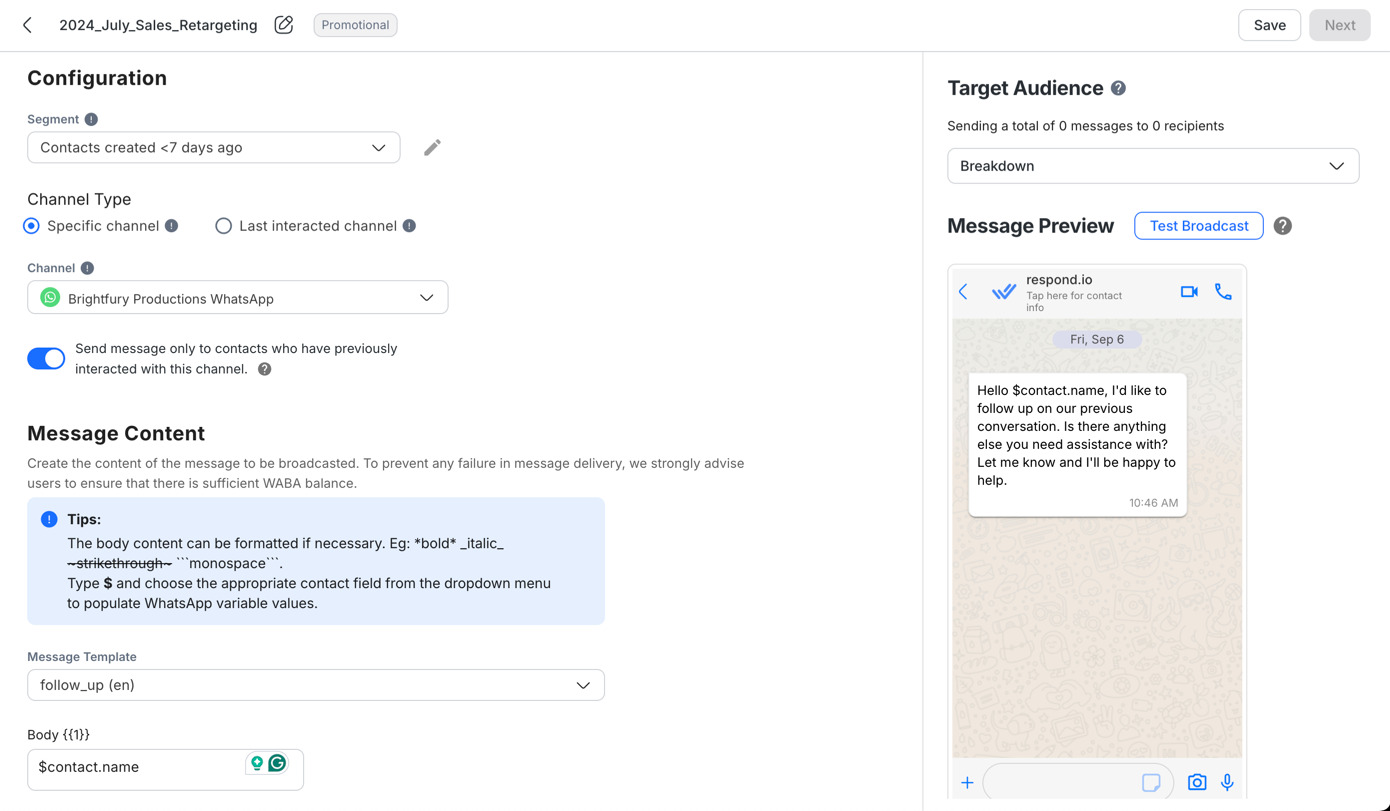 Step 3: Personalize your message template