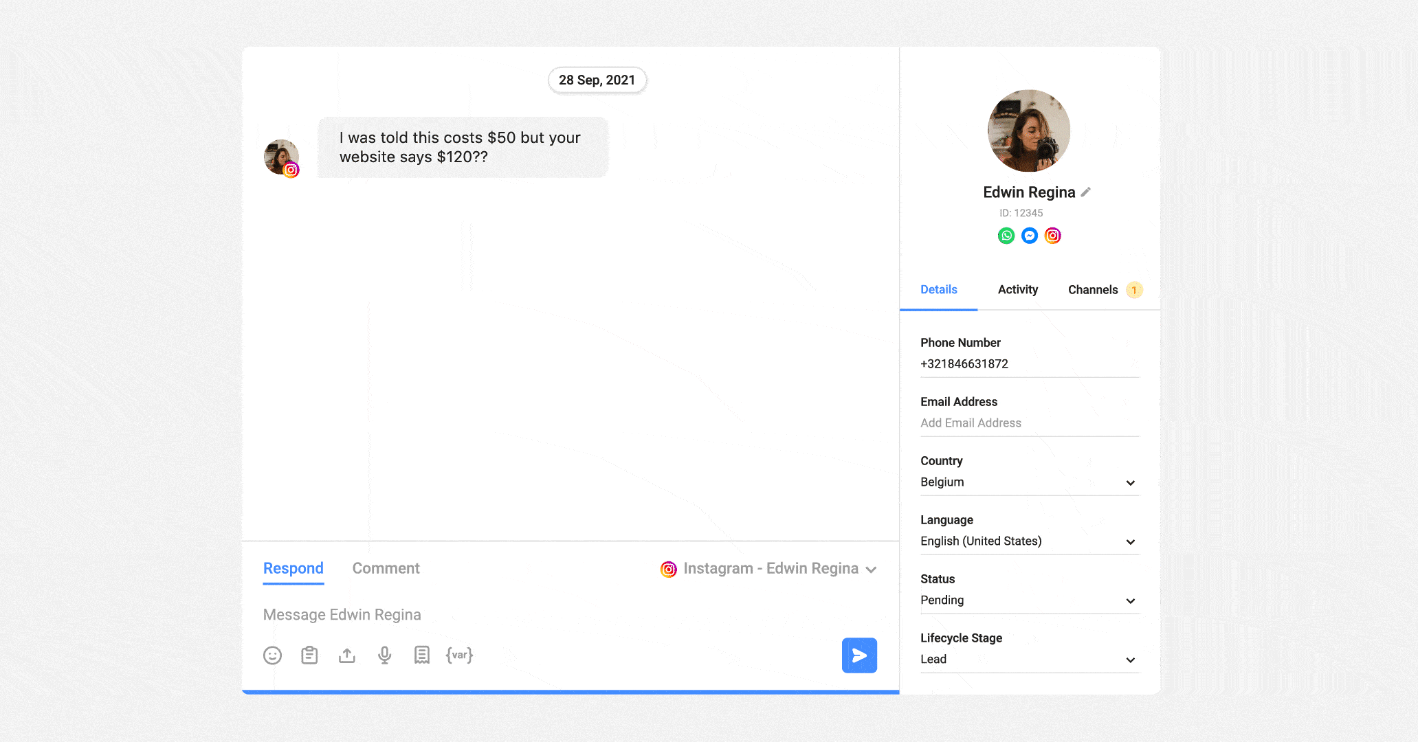 Merge conversations from different channels for a comprehensive Contact view