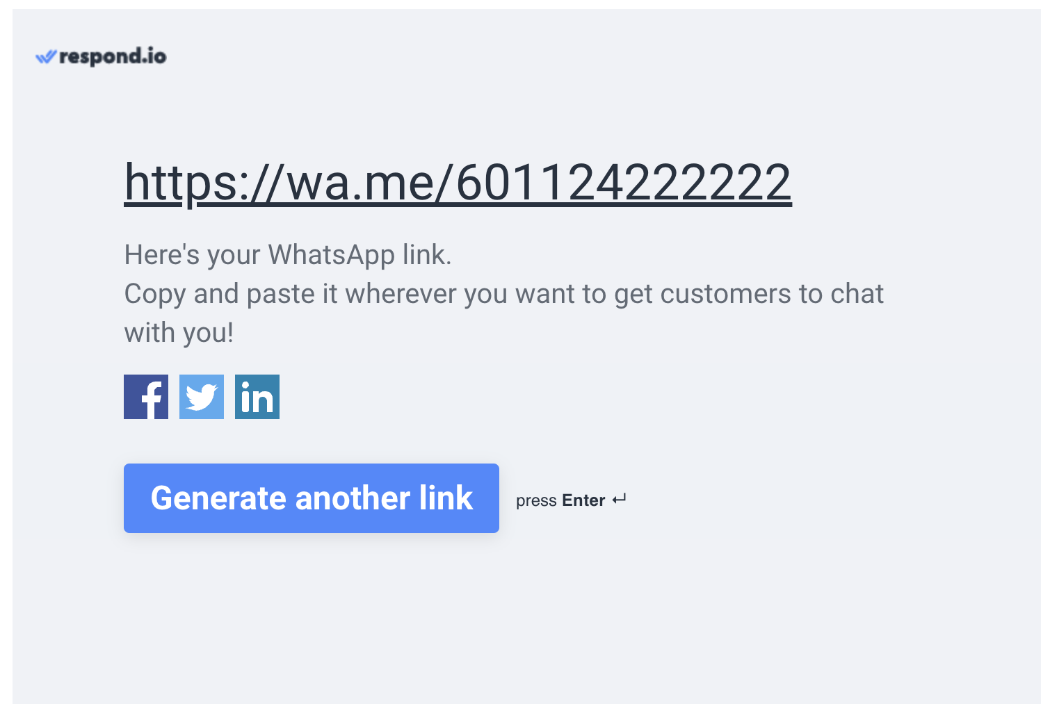 Here’s what the WhatsApp link looks like