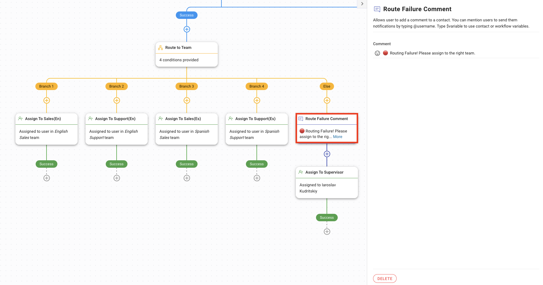 Dealing with routing failures in the respond.io Workflows Module