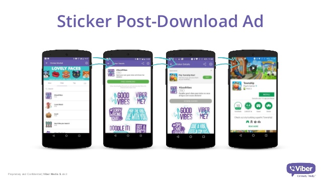 This is an image showing examples of sticker post-download ad