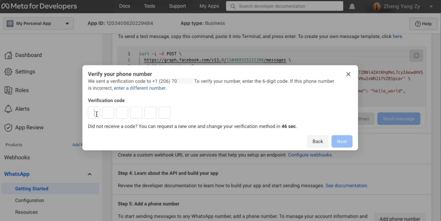 Verify the phone number you’ve added. A 6-digit verification code will be sent to the number. Enter the verification code once you receive it. 