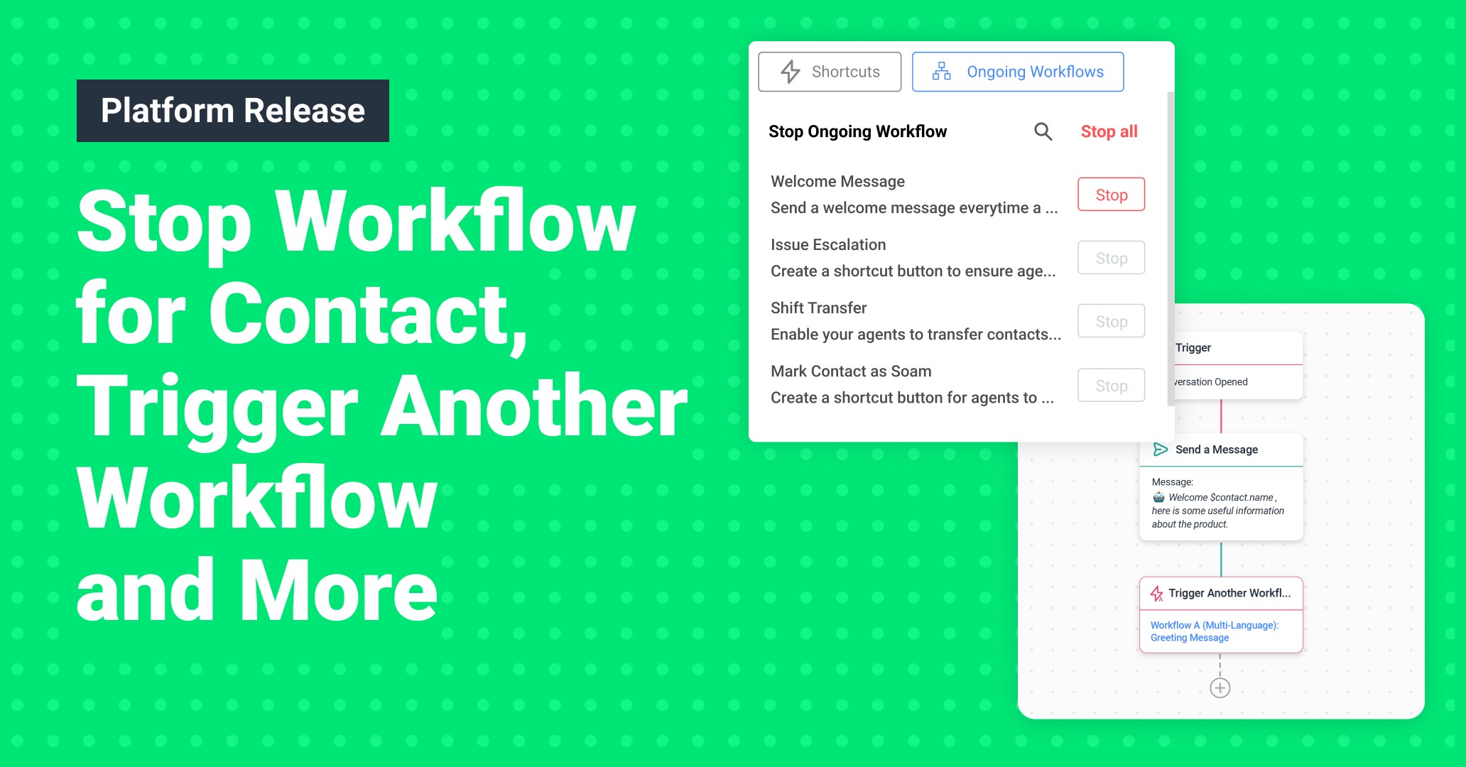 October 2023 Updates: Stop Workflow for Contact, Trigger Another Workflow & More