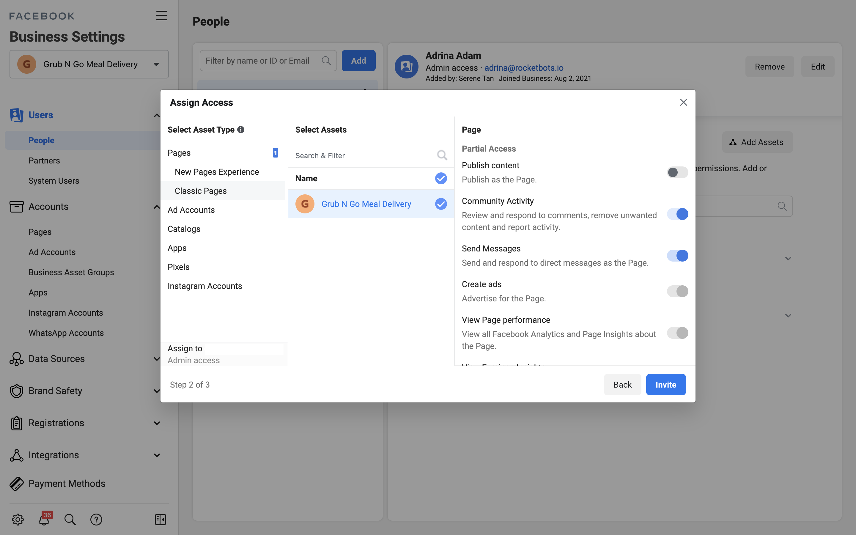 This is an image showing how to use instagram business account with multiple users. To enable multiple users on one Instagram account, assign the level of access of the Agent. Be sure to turn on the Send Messages toggle so that your Agents can respond to DMs as the Instagram Business Account.