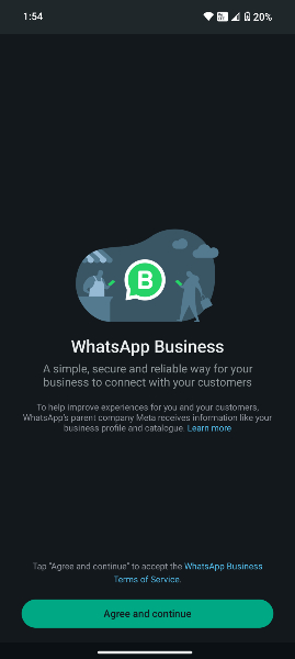 A screenshot of the WhatsApp Business App to verify your phone number