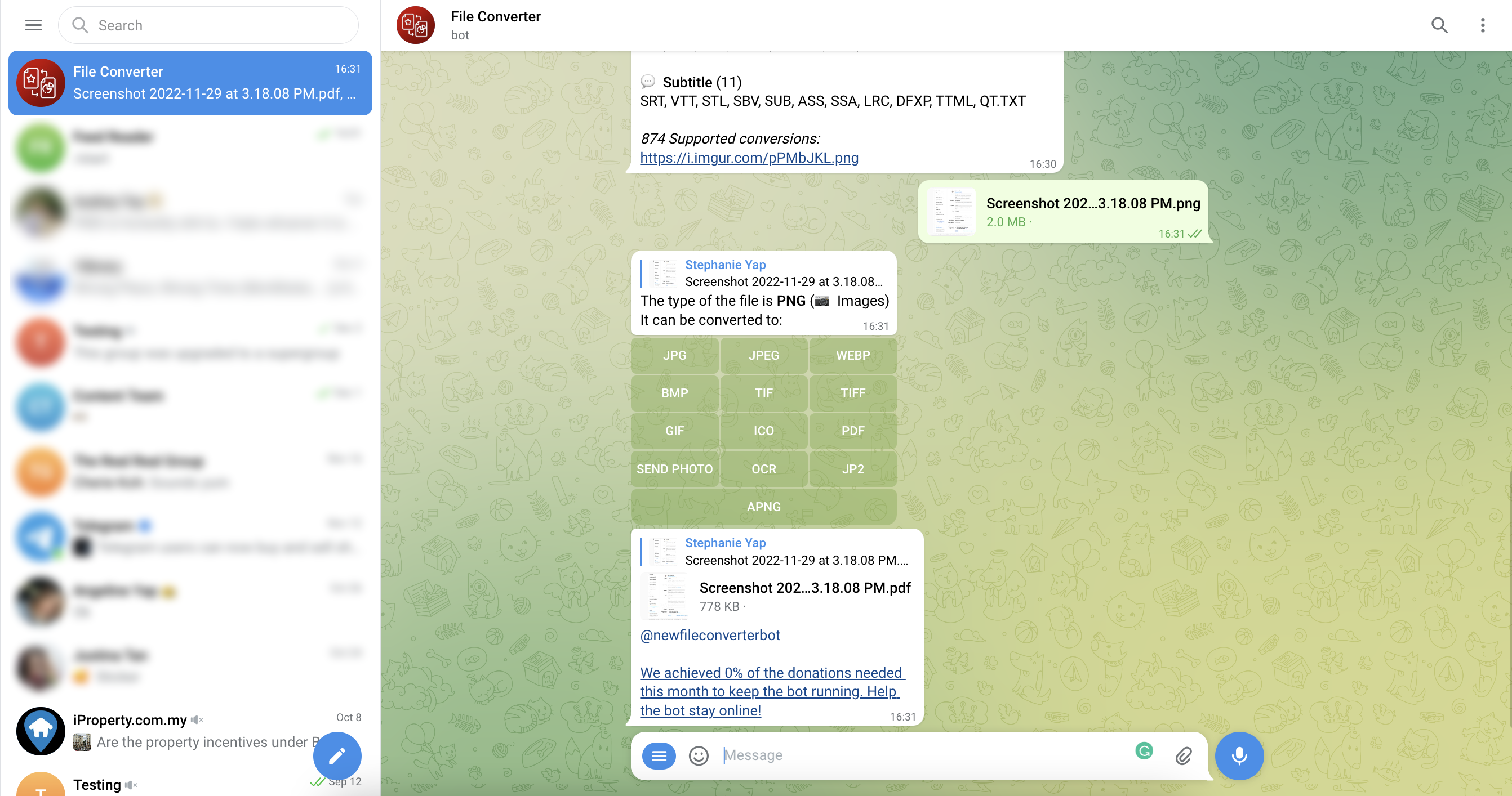 This is a screenshot that shows how to use File Converter bot on your Telegram