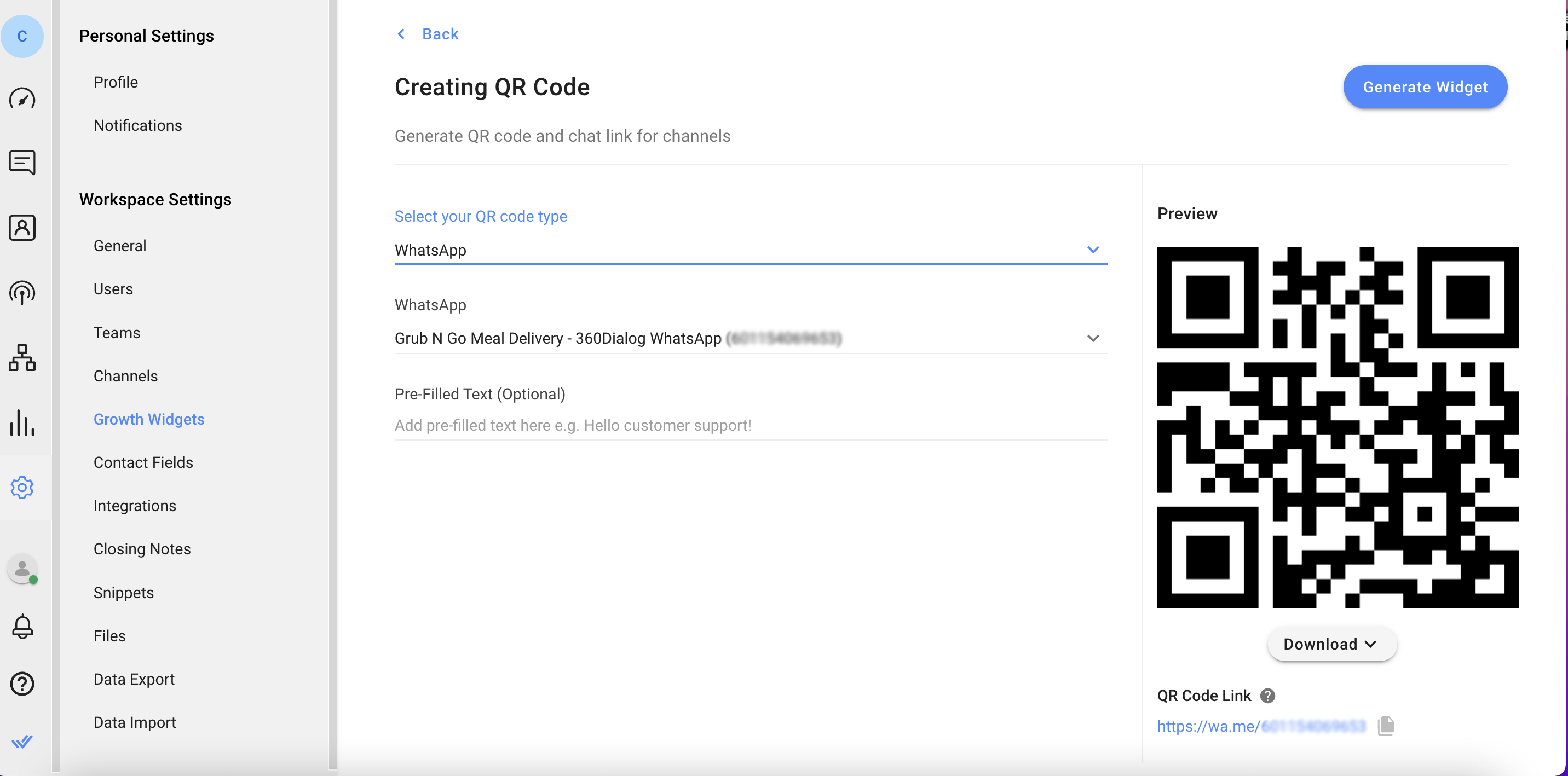 Create a QR code on respond.io