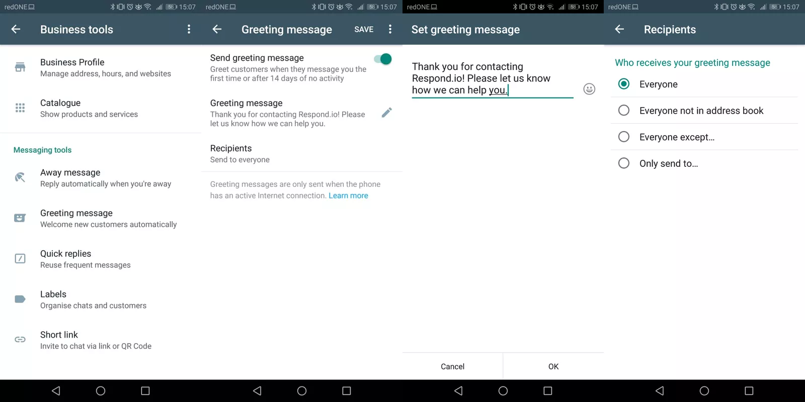 Setting up a WhatsApp Greeting Message on WhatsApp Business App