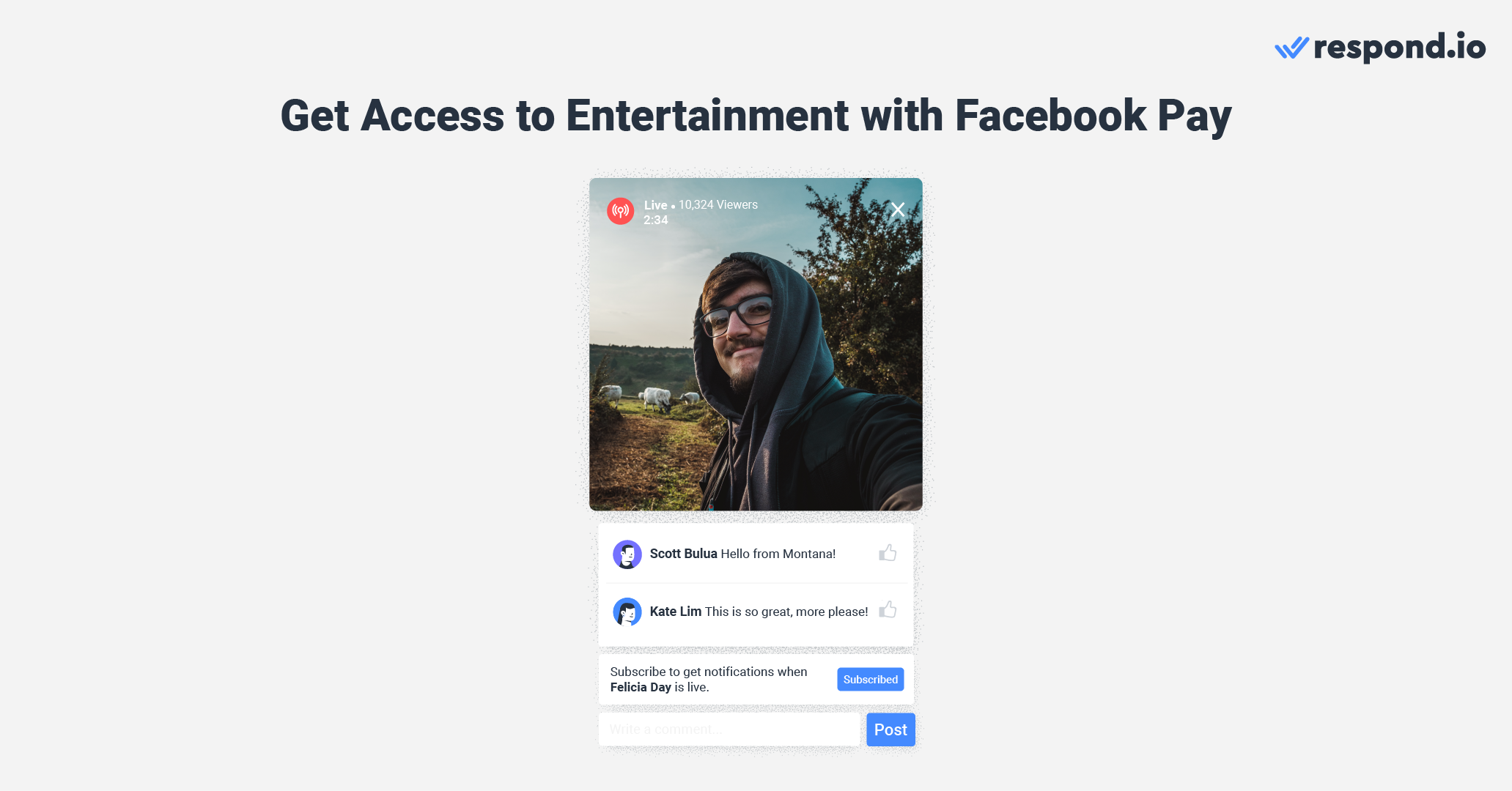 This image shows how do you use Facebook Pay to get access to entertainment on Facebook