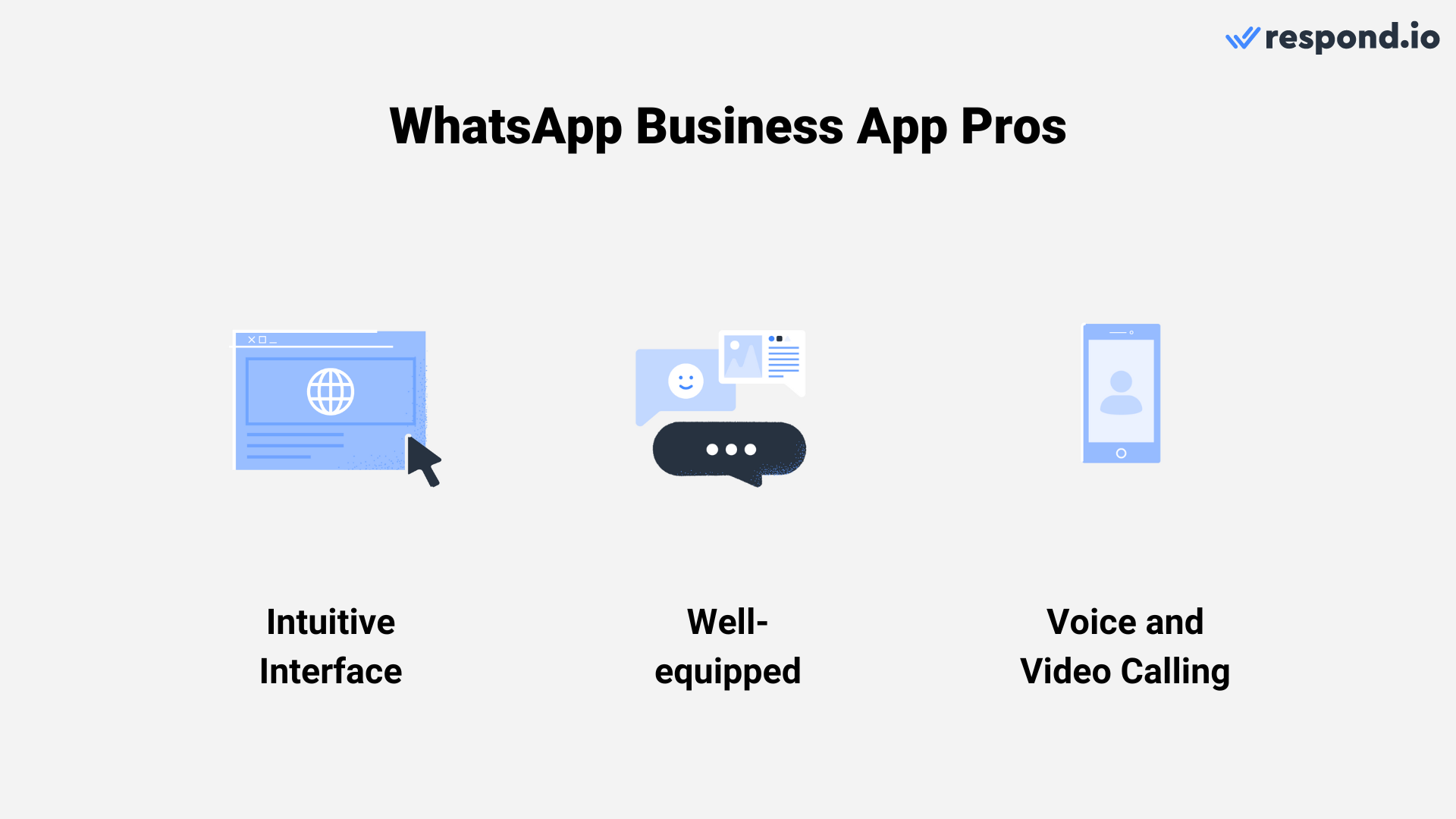 The benefits of WhatsApp Business App include an intuitive interface, feature rich, and voice and video calling