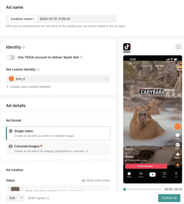 How to create TikTok ad: Add content that will get your customers to start messaging you