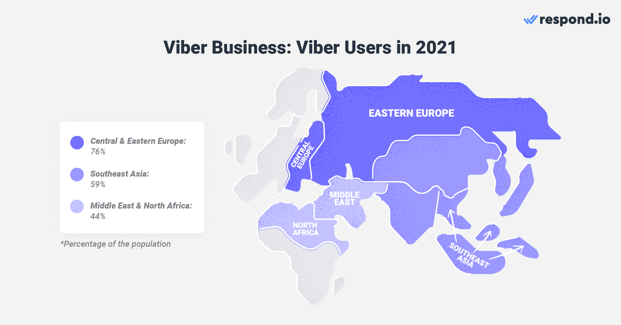 Map showing areas where Viber is most popular: Central and Eastern Europe, Southeast Asia and Middle East and North Africa.