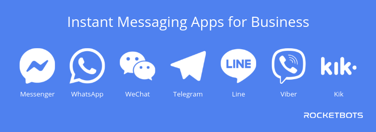 Instant Messaging for Business, Instant Messenger for Business, Facebook Messenger, WhatsApp, WeChat, Telegram, Line, Viber, Kik