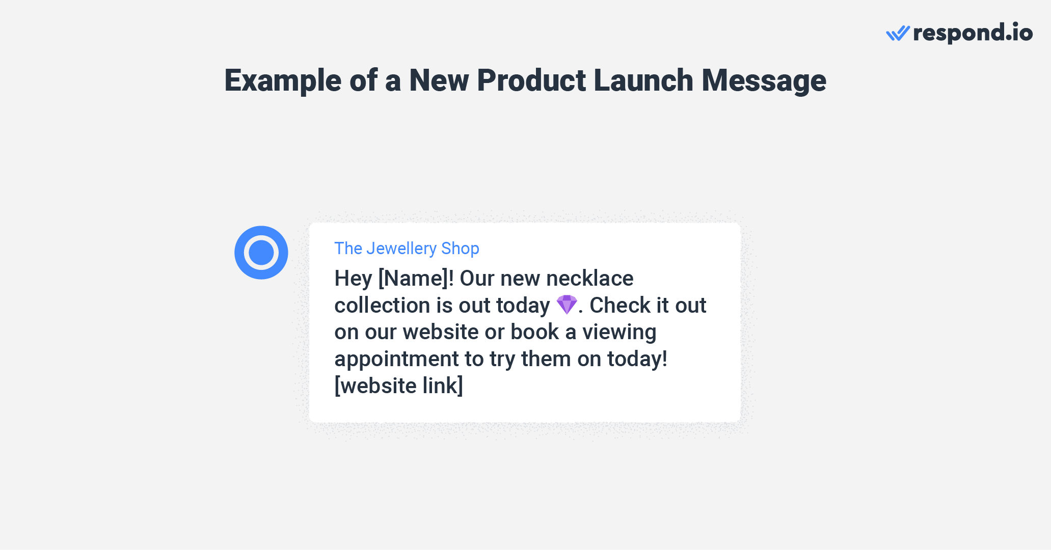 This is an image that shows an example of how businesses can send a new product launch message to their customers. 