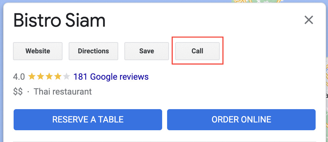 When viewers are searching on their phones, all they need to do is click this button to call your business