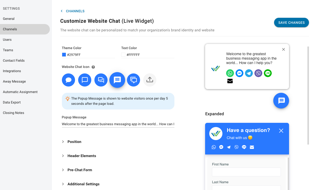 Customize your Website Chat Widget on respond.io