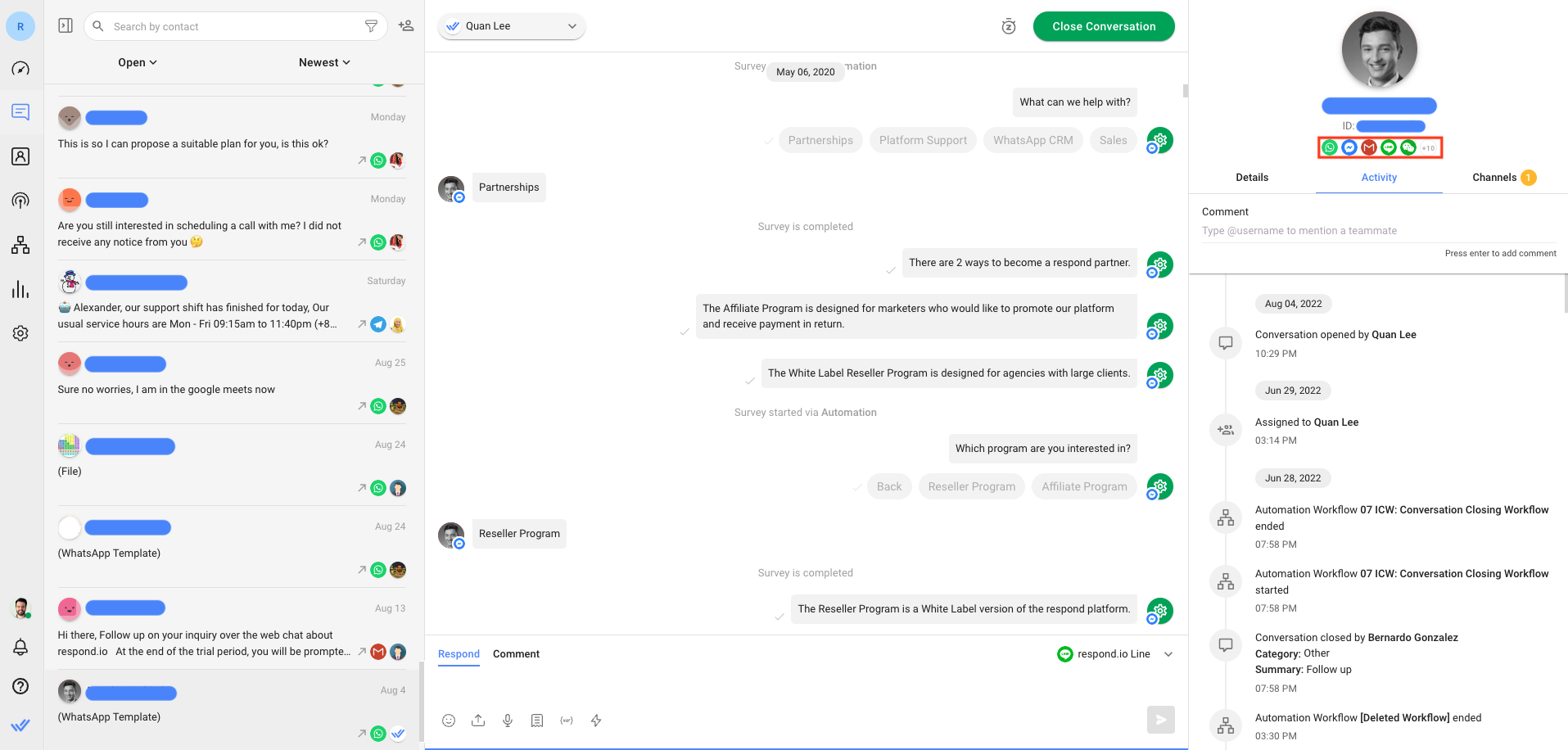 An overview of the respond.io Messages Module