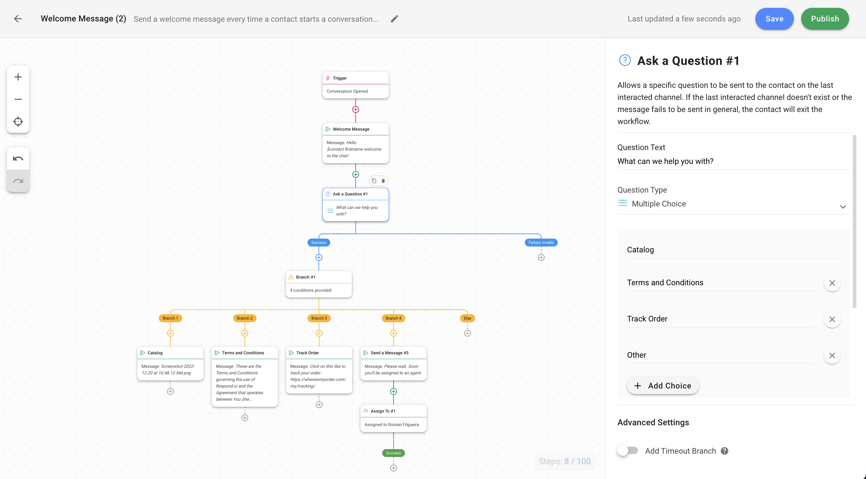 WhatsApp automation bot: Ask a question