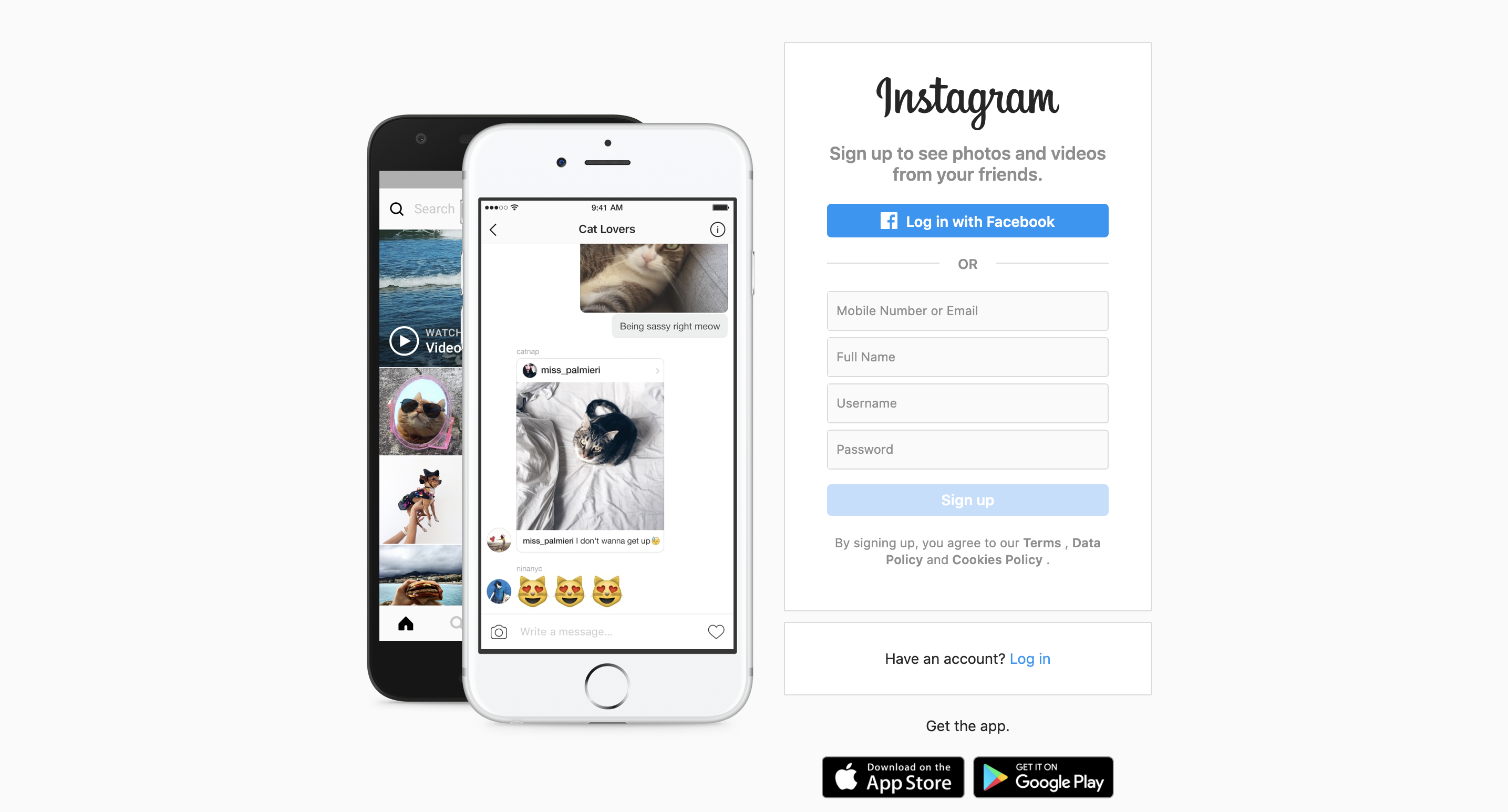 Instagram sign-up page on desktop