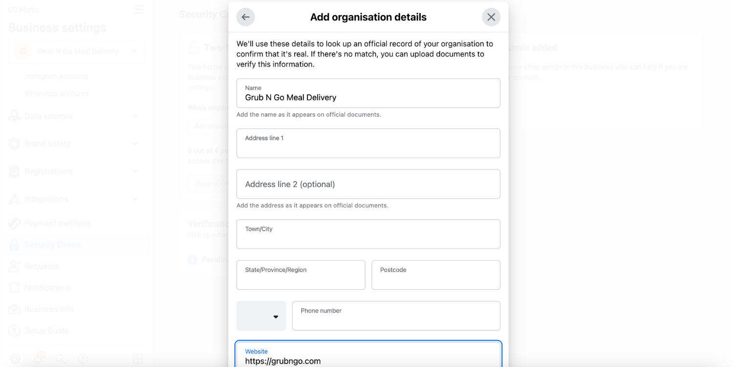 how to verify facebook business manager account: Fill in or confirm the autofilled details of your Facebook business manager or Meta Business Manager