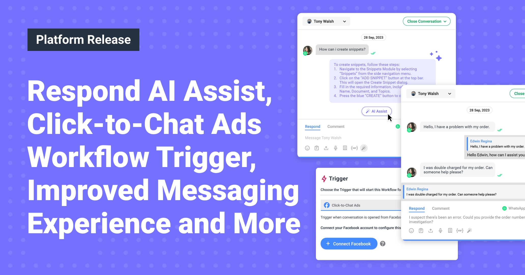 September 2023 Updates: Respond AI Assist, Click-to-Chat Ads Workflow Trigger, Improved Messaging Experience and More