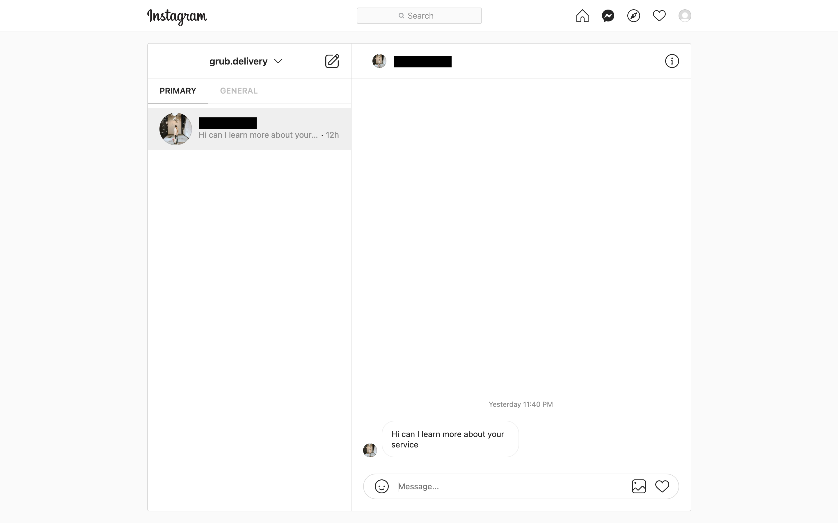 This is an image of Instagram Message Inbox. Instagram Message Inbox is ideal for sole proprietors or micro-businesses dealing with a low volume of messages daily. It's free to use and available on both the Instagram mobile app and Instagram Web.