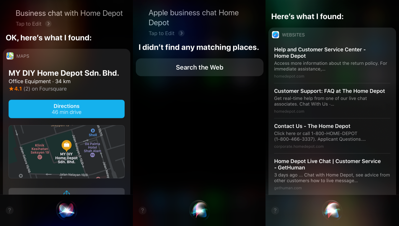 Apple Business Chat with Siri